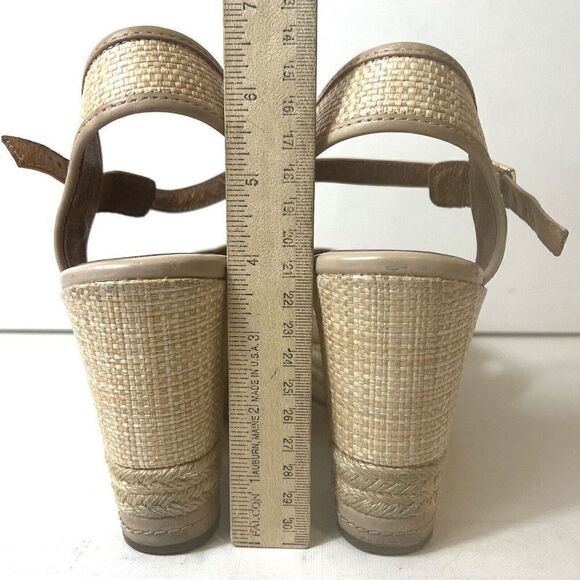 Clarks Indigo Rope Wedge Sandal Casual Women 10M Tan Leather Sling Back Open Toe - Picture 9 of 11